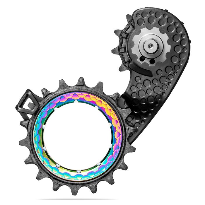 Chape de dérailleur arrière ABSOLUTE BLACK Hollowcage SHIMANO 9200 Carbone Arc en Ciel